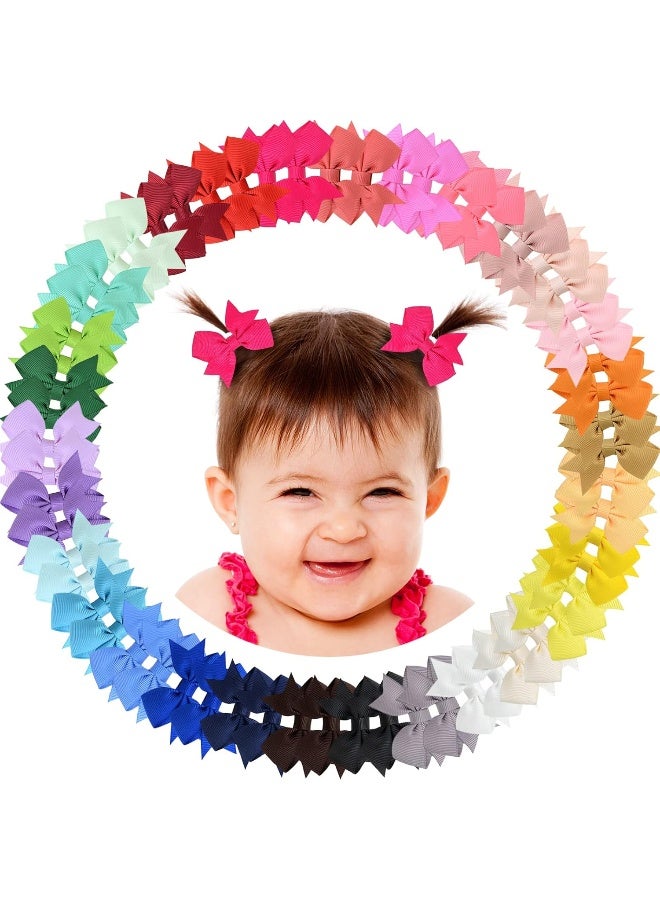 ALinmo Baby Hair Clips 60PCS - 2" Fully Lined Tiny Hair Bows Alligator Clips for Infants and Toddlers in Pairs - Image 1